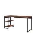 Ver imagem 2 de Escrivaninha Mesa Escritório com Estante Baixa Estilo com Dynamica 02 Prateleiras 60cm Industrial Yescasa Nogal E Est,Preta