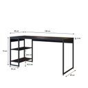 Ver imagem 3 de Escrivaninha Mesa Escritório com Estante Baixa Estilo com Dynamica 02 Prateleiras 60cm Industrial Yescasa Preto Ônix E Est,Preta