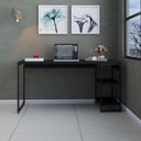 Ver imagem 1 de Escrivaninha Mesa Escritório com Estante Baixa Estilo com Dynamica 02 Prateleiras 60cm Industrial Yescasa Preto Ônix e Est,Preto Est.Preta