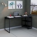 Ver imagem 7 de Escrivaninha Mesa Escritório com Estante Baixa Estilo com Dynamica 02 Prateleiras 60cm Industrial Yescasa Preto Ônix e Est,Preto Est.Preta