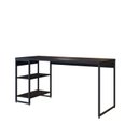 Ver imagem 2 de Escrivaninha Mesa Escritório com Estante Baixa Estilo com Dynamica 02 Prateleiras 60cm Industrial Yescasa Preto Ônix e Est,Preto Est.Preta