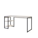 Ver imagem 2 de Escrivaninha Mesa Escritório com Estante Baixa Estilo com Dynamica 02 Prateleiras 60cm Industrial Yescasa Snow e Est,Preta Branco/Est.Preta