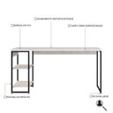 Ver imagem 5 de Escrivaninha Mesa Escritório com Estante Baixa Estilo com Dynamica 02 Prateleiras 60cm Industrial Yescasa Snow e Est,Preta Branco/Est.Preta