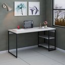 Ver imagem 7 de Escrivaninha Mesa Escritório com Estante Baixa Estilo com Dynamica 02 Prateleiras 60cm Industrial Yescasa Snow e Est,Preta Branco/Est.Preta