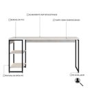 Ver imagem 5 de Escrivaninha Mesa Escritório com Estante Baixa Estilo com Dynamica 02 Prateleiras 60cm Industrial Yescasa Snow E Est,Preta