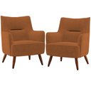 Ver imagem 1 de Kit 02 Poltronas Decorativa Fixa Pés de Madeira Isabella D02 Veludo Telha C-262 - Lyam Decor