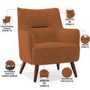 Ver imagem 4 de Kit 02 Poltronas Decorativa Fixa Pés de Madeira Isabella D02 Veludo Telha C-262 - Lyam Decor