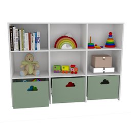 Estante de Nichos com Baús Organizadores Nuvem Scott 100% Mdf Woodcore - 4