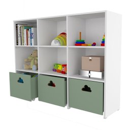 Estante de Nichos com Baús Organizadores Nuvem Scott 100% Mdf Woodcore - 3