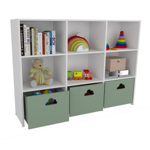 Estante de Nichos com Baús Organizadores Nuvem Scott 100% Mdf Woodcore