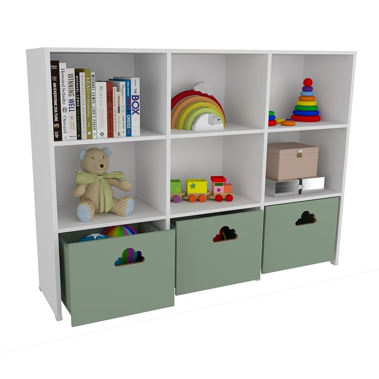 Estante de Nichos com Baús Organizadores Nuvem Scott 100% Mdf Woodcore