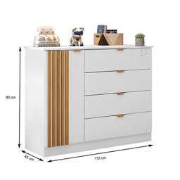 Quarto de Bebê Infantil Completo 01 Guarda-roupa 3 Portas 4 Gavetas com 01 Cômoda 100% MDF Ayla - 8