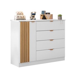 Quarto de Bebê Infantil Completo 01 Guarda-roupa 3 Portas 4 Gavetas com 01 Cômoda 100% MDF Ayla - 4