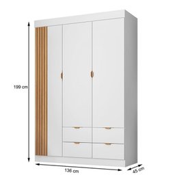 Quarto de Bebê Infantil Completo 01 Guarda-roupa 3 Portas 4 Gavetas com 01 Cômoda 100% MDF Ayla - 7