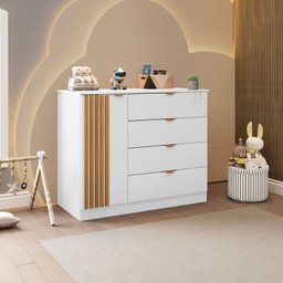 Quarto de Bebê Infantil Completo 01 Guarda-roupa 3 Portas 4 Gavetas com 01 Cômoda 100% MDF Ayla - 10
