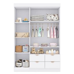 Quarto de Bebê Infantil Completo 01 Guarda-roupa 3 Portas 4 Gavetas com 01 Cômoda 100% MDF Ayla - 6