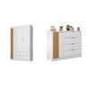 Quarto de Bebê Infantil Completo 01 Guarda-roupa 3 Portas 4 Gavetas com 01 Cômoda 100% Mdf Ayla - 2