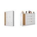 Ver imagem 2 de Quarto de Bebê Infantil Completo 01 Guarda-roupa 3 Portas 4 Gavetas com 01 Cômoda 100% Mdf Ayla