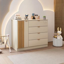 Quarto de Bebê Completo 01 Guarda-roupa 3 Portas 4 Gavetas com 01 Cômoda 100% MDF Ayla - 9