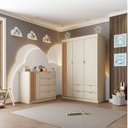 Ver imagem 1 de Conjunto Quarto de Bebê MDF Ayla com Guarda-Roupa 3 Portas e Cômoda Off White
