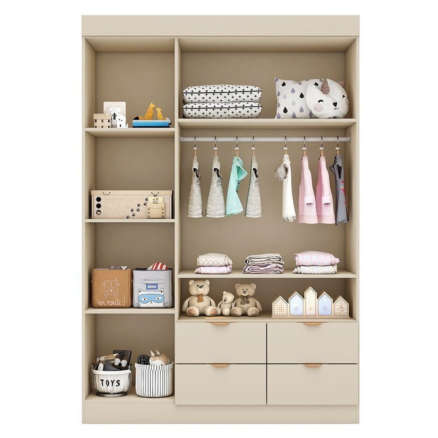 Quarto Infantil Completo Guarda-roupa 3 Portas 4 Gavetas com Cômoda 100% Mdf Ayla - 5