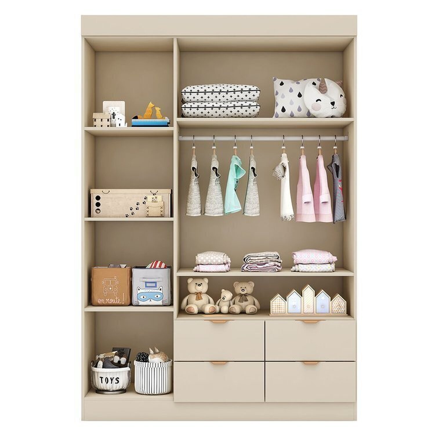 Quarto Infantil Completo Guarda-roupa 3 Portas 4 Gavetas com Cômoda 100% Mdf Ayla - 6