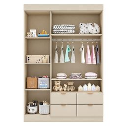 Quarto de Bebê Completo 01 Guarda-roupa 3 Portas 4 Gavetas com 01 Cômoda 100% MDF Ayla - 6