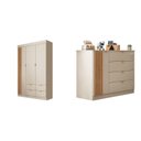 Ver imagem 2 de Quarto de Bebê Completo 01 Guarda-roupa 3 Portas 4 Gavetas com 01 Cômoda 100% Mdf Ayla