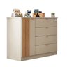 Quarto de Bebê Completo 01 Guarda-roupa 3 Portas 4 Gavetas com 01 Cômoda 100% MDF Ayla - 4