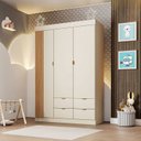 Ver mais imagens de Quarto de Bebê Completo 01 Guarda-roupa 3 Portas 4 Gavetas com 01 Cômoda 100% Mdf Ayla
