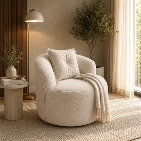 Poltrona Sala Orgânica Confortável Reforçada Bouclé Quarto