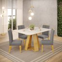 Ver imagem 2 de Conjunto Sala de Jantar Mesa 120cm Tampo MDF Pintura Quartzo Kiara com 4 Cadeiras Yasmin