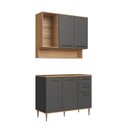 Ver imagem 3 de Cozinha Compacta Modulada 4 Peças com Tampo 120cm e Nicho Decorativo Isabelle Cinza/Freijó/Grafite
