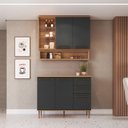 Ver imagem 1 de Cozinha Compacta Modulada 4 Peças com Tampo 120cm e Nicho Decorativo Isabelle Cinza/Freijó/Grafite