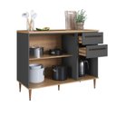 Ver mais imagens de Cozinha Compacta Modulada 4 Peças com Tampo 120cm e Nicho Decorativo Isabelle Cinza/Freijó/Grafite