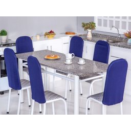 Kit 4 Capas Encosto de Cadeira de Aço Tubular Cozinha Malha Gel com Elástico Azul Royal - 1