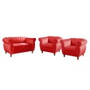 Ver imagem 2 de Conjunto Realeza Sofá com Poltronas Chesterfield Decoração Vermelho