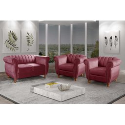 Conjunto Realeza Sofá com Poltronas Chesterfield Decoração - 1