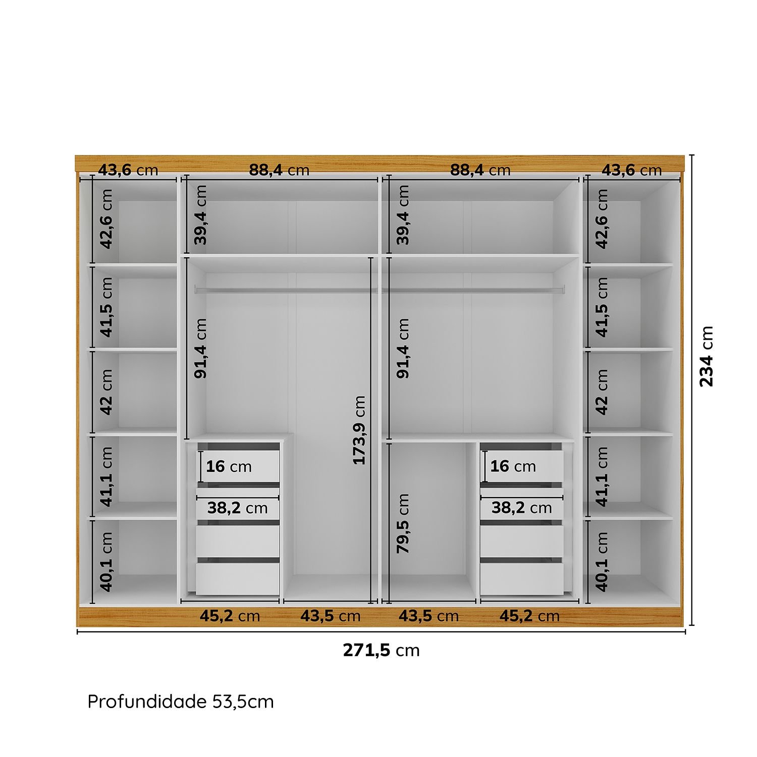 Guarda-Roupa Casal 6 Portas Carnaúba CabeCasa MadeiraMadeira 100% MDF - 3