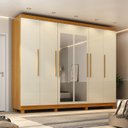 Ver imagem 1 de Guarda-Roupa Casal 6 Portas Carnaúba com Espelho e com Pés CabeCasa MadeiraOriginals 100% MDF Marrom/Marrome/Off White