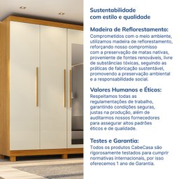 Guarda-Roupa Casal 6 Portas Carnaúba com Espelho e com Pés CabeCasa MadeiraMadeira 100% MDF - 11
