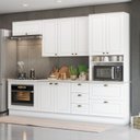 Ver imagem 1 de Cozinha Completa Modulada 5 Peças 100% MDF com Balcão de Forno Embutir Americana Branco/HP