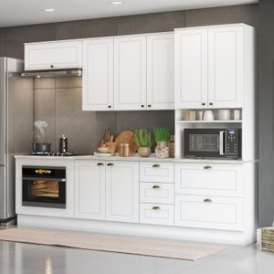 Cozinha Completa 5 Peças 100% Mdf com Balcão de Forno Embutir Americana