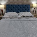 Ver imagem 1 de Cabeceira Estofada Solteiro Capitonê Suede Liso Azul Turquesa 90 x 120 cm RBL