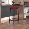 Kit 06 Banqueta Alta Com Encosto Kali Bar Bistrô Cozinha Balcão Ferro Preto Sintético Vermelho - Ame - 2