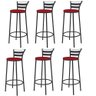 Kit 06 Banqueta Alta Com Encosto Kali Bar Bistrô Cozinha Balcão Ferro Preto Sintético Vermelho - Ame - 1