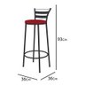 Kit 06 Banqueta Alta Com Encosto Kali Bar Bistrô Cozinha Balcão Ferro Preto Sintético Vermelho - Ame - 4