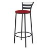 Kit 06 Banqueta Alta Com Encosto Kali Bar Bistrô Cozinha Balcão Ferro Preto Sintético Vermelho - Ame - 3