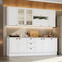 Ver imagem 1 de Kit Cozinha Completa Modulada 7 Peças com Vidro 100% MDF Americana 240cm