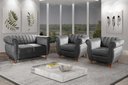 Ver imagem 1 de Conjunto Realeza Sofá com Poltronas Chesterfield Decoração Cinza Grafite